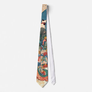 少女と猫, 国芳 Girl with Cat, Kuniyoshi, Ukiyo-e Krawatte