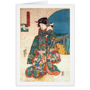 少 女 猫, 国 Mädchen mit Katze, Kuniyoshi, Ukiyo-e, 芳