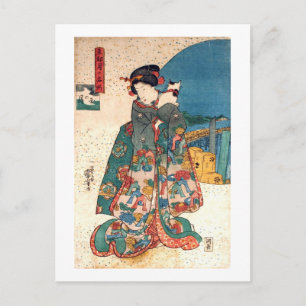 少 女 猫, 国 Mädchen mit Katze, Kuniyoshi, Ukiyo-e, 芳 Postkarte