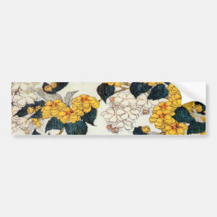 山 吹, 北 斎 Gelbe Blume, Hokusai, Ukiyo-e Autoaufkleber