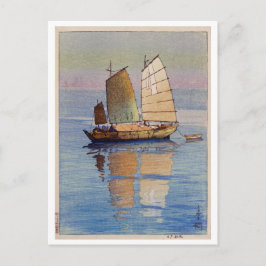 帆 船 夕 日, Segelboote Abend Glow, Hiroshi Yoshida Postkarte