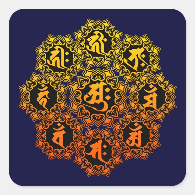 干支八体仏 QUADRATISCHER AUFKLEBER (Vorderseite)