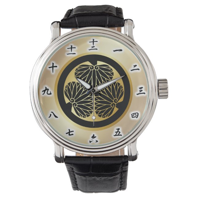 徳 川 家 紋, Tokugawa KAMON, japanisches Familienwappe Armbanduhr (Vorderseite)
