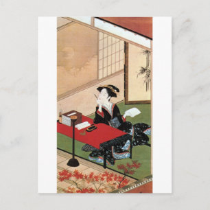 手 を 書 女, 春 Woman einen Brief schreiben, Shunsho Postkarte