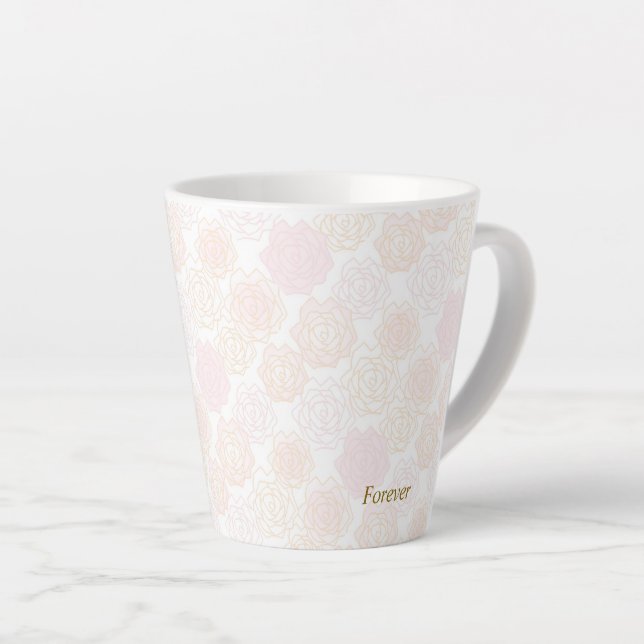 文字　カスタマイズ　バラ　アイボリー  カフェラテマグ MILCHTASSE (Rechte Ecke)
