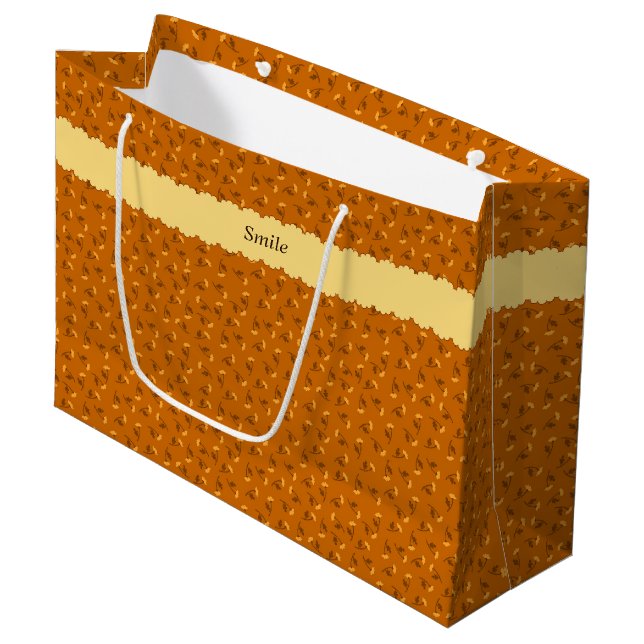 文字　カスタマイズ　バラ　ブラウン  ラージペーパーバッグ GROßE GESCHENKTÜTE (Vorderseite Schrägansicht)