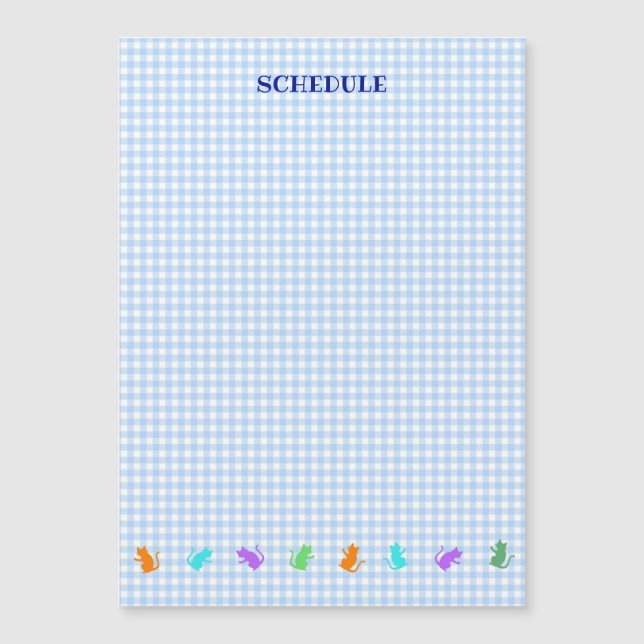 文字　カスタマイズ　CAT　チェック　ブルー    マグネット MAGNETKARTE (Vorderseite)