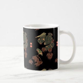 日本のオウムの浮世絵アートヴィンテージ鳥の版画グラフィック KAFFEETASSE
