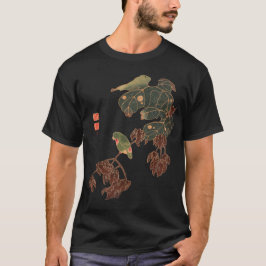 日本のオウムの浮世絵アートヴィンテージ鳥の版画グラフィック T-Shirt