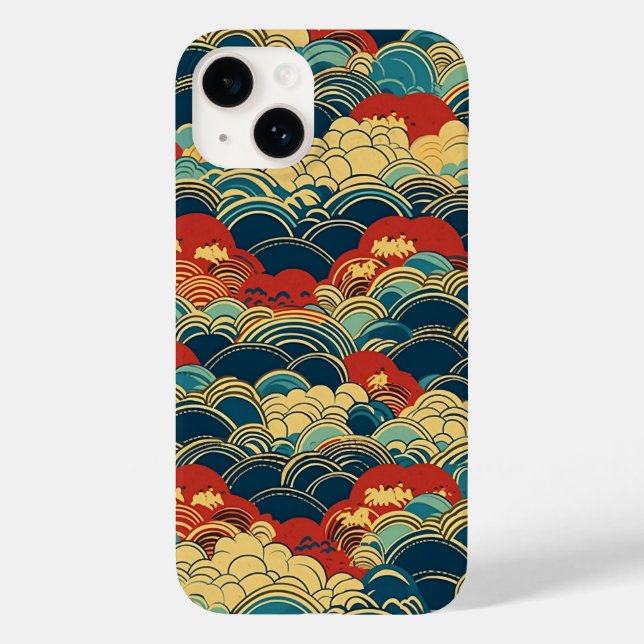 日本の伝統的なヴィンテージデザインを使用したアート作品　雲 Case-Mate iPhone 14 HÜLLE (Rückseite)