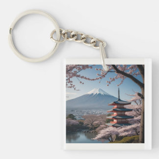 日本の春の最も美しい瞬間を凝縮したような一枚です。富士山を背景に、五重塔と満開の桜が描かれています。
