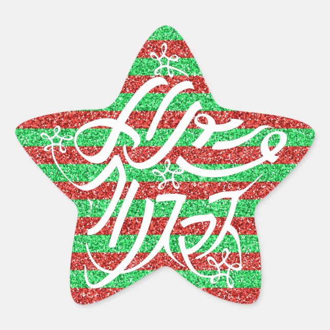 星形メリークリスマスのタイポグラフィーと他8言語  Stern-Aufkleber (Vorderseite)
