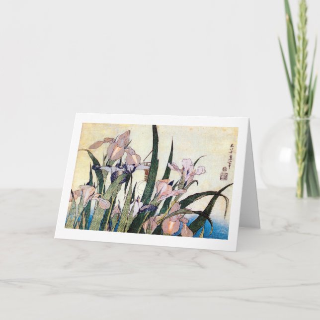杜若ときりぎりす, 北斎 Iris und Heuschrecke, Hokusai Karte (Vorderseite)
