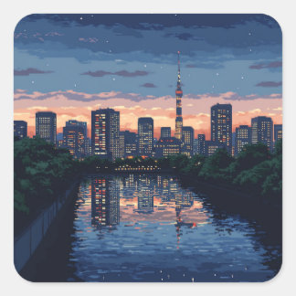東京の夜景ステッカー QUADRATISCHER AUFKLEBER