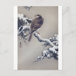 松 に 鷹, 古 邨 Hawk on Pine tree, Ohara Koson, Woodcut Postkarte