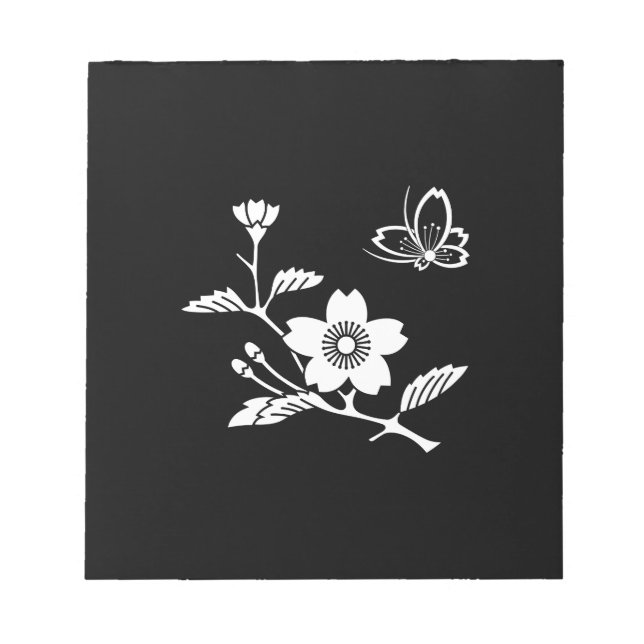 枝 桜 に 中 陰 飛 び 蝶 NOTIZBLOCK (Vorderseite)