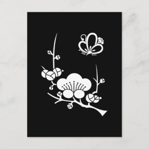 枝 梅 に 中 梅 蝶 陰 POSTKARTE