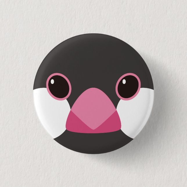 桜文鳥-Java sparrow(black) Button (Vorderseite)
