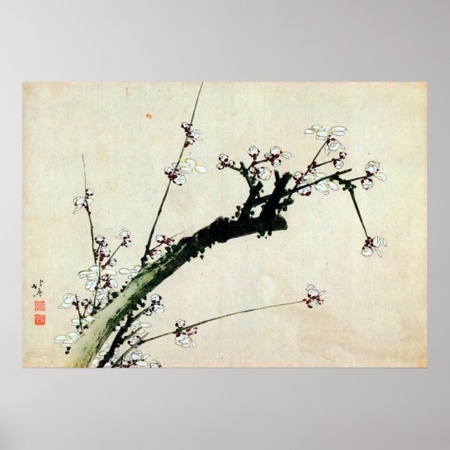 梅 花, 北 斎 Pflaumenblüten, Hokusai, Ukiyo-e Poster (Vorne)