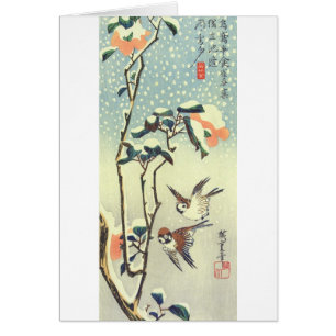 椿 に 雀, 重 Camellia et Sparrow, Hiroshige, Ukiyo-e