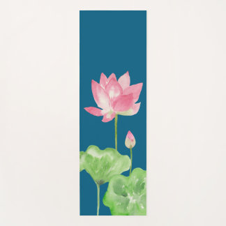 水彩で描いたハスの花のヨガマット YOGAMATTE