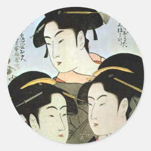 江 の 三 人, 歌 drei schöne Frauen von Edo, Utamaro Runder Aufkleber