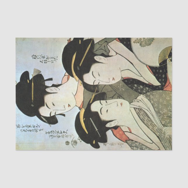 江 の 三 人, 歌 drei wunderschöne Frauen Edo, Utamaro Seidenpapier (Vorderseite)