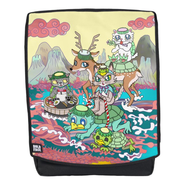 河童＆３ニャン＆鹿 RUCKSACK (Vorderseite)