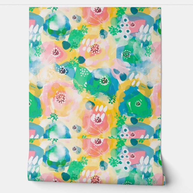 油絵調のカラフルなシームレスパターン柄 TAPETE (Abrollen)