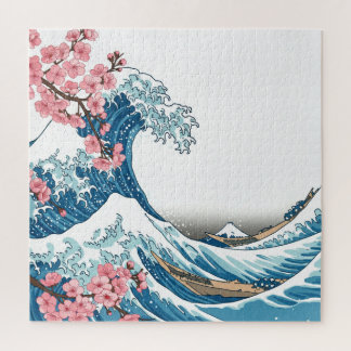 浮世絵風荒波と桜