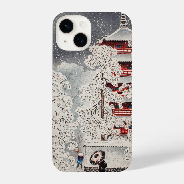 浮世絵 ukiyoe 高橋松亭 「浅草の雪」iPhone 14ケース iPhone 14 Hülle (Rückseite)
