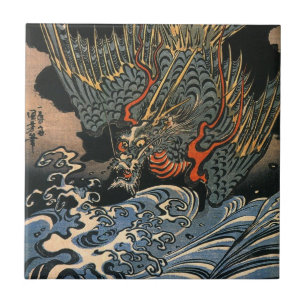 海龍, 国芳, Seedrache, Kuniyoshi, Ukiyo-e Fliese