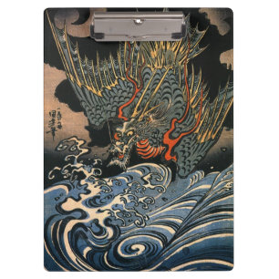 海龍, 国芳, Seedrache, Kuniyoshi, Ukiyo-e Klemmbrett