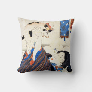 猫と女, 国芳 Katze und Frau, Kuniyoshi, Ukiyo-e Kissen