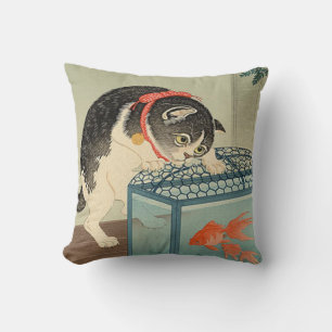 猫と金魚, 古邨 Katze u. Goldfisch, Koson, Ukiyo-e Kissen