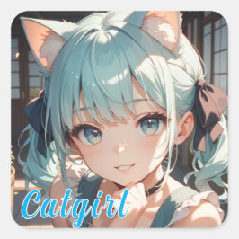 猫耳娘が見つめる　シール QUADRATISCHER AUFKLEBER