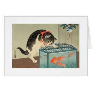猫 と 魚, 古 Cat & Goldfish, Koson, Ukiyo-e, 邨