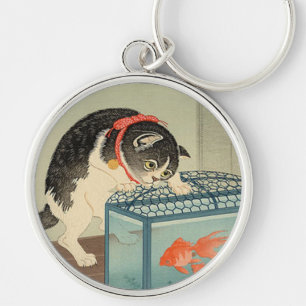猫 と 魚, 古 Cat & Goldfish, Koson, Ukiyo-e, 邨 Schlüsselanhänger