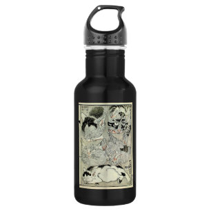 猫, 暁 斎 Katzen, Kyōsai, Ukiyo-e Trinkflasche