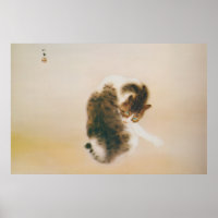 猫, 栖 鳳 Katze, Seihō, japanische Kunst