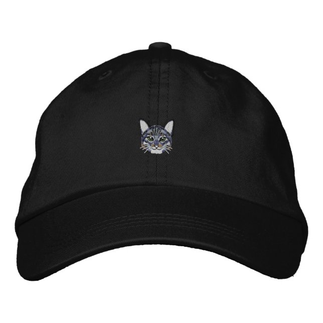 猫 BESTICKTE BASEBALLKAPPE (Vorderseite)