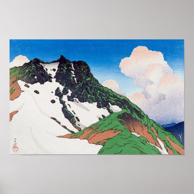 白 馬 岳, Asahi Peak vom Berg Hakuba, Hasui Poster (Vorne)