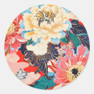 百花繚乱 Reimagined2 Runder Aufkleber