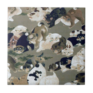 百 犬 図, 伊 藤 冲 hundert Dogs, Itō Jakuchū Fliese