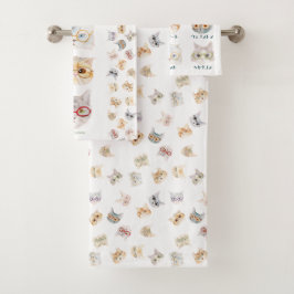 眼鏡猫(cat with glasses/gato com óculos) badhandtuch set