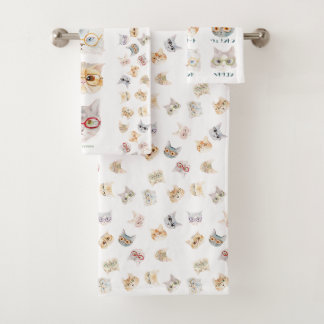 眼鏡猫(cat with glasses/gato com óculos) badhandtuch set