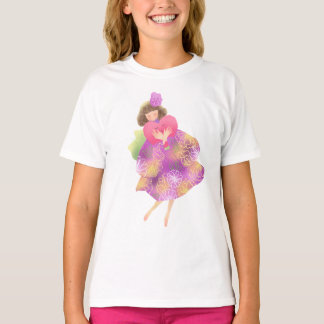着物ドレスの女の子とハート T-Shirt