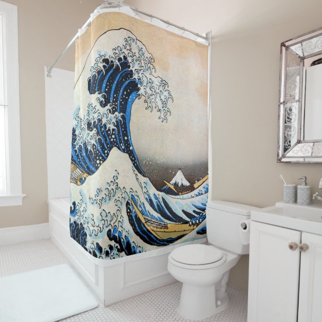 神奈川沖浪裏, 北斎 große Welle, Hokusai, Ukiyo-e Duschvorhang (Beispiel)