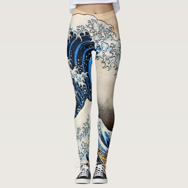 神奈川沖浪裏, 北斎 große Welle, Hokusai, Ukiyo-e Leggings (Vorderseite)