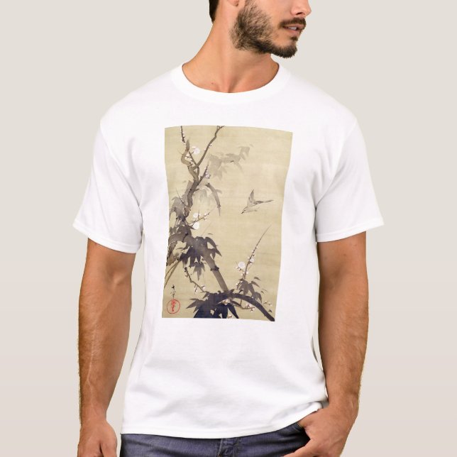 竹に鳥, 其一 Vogel und Bambus, Kiitsu, Japan-Kunst T-Shirt (Vorderseite)